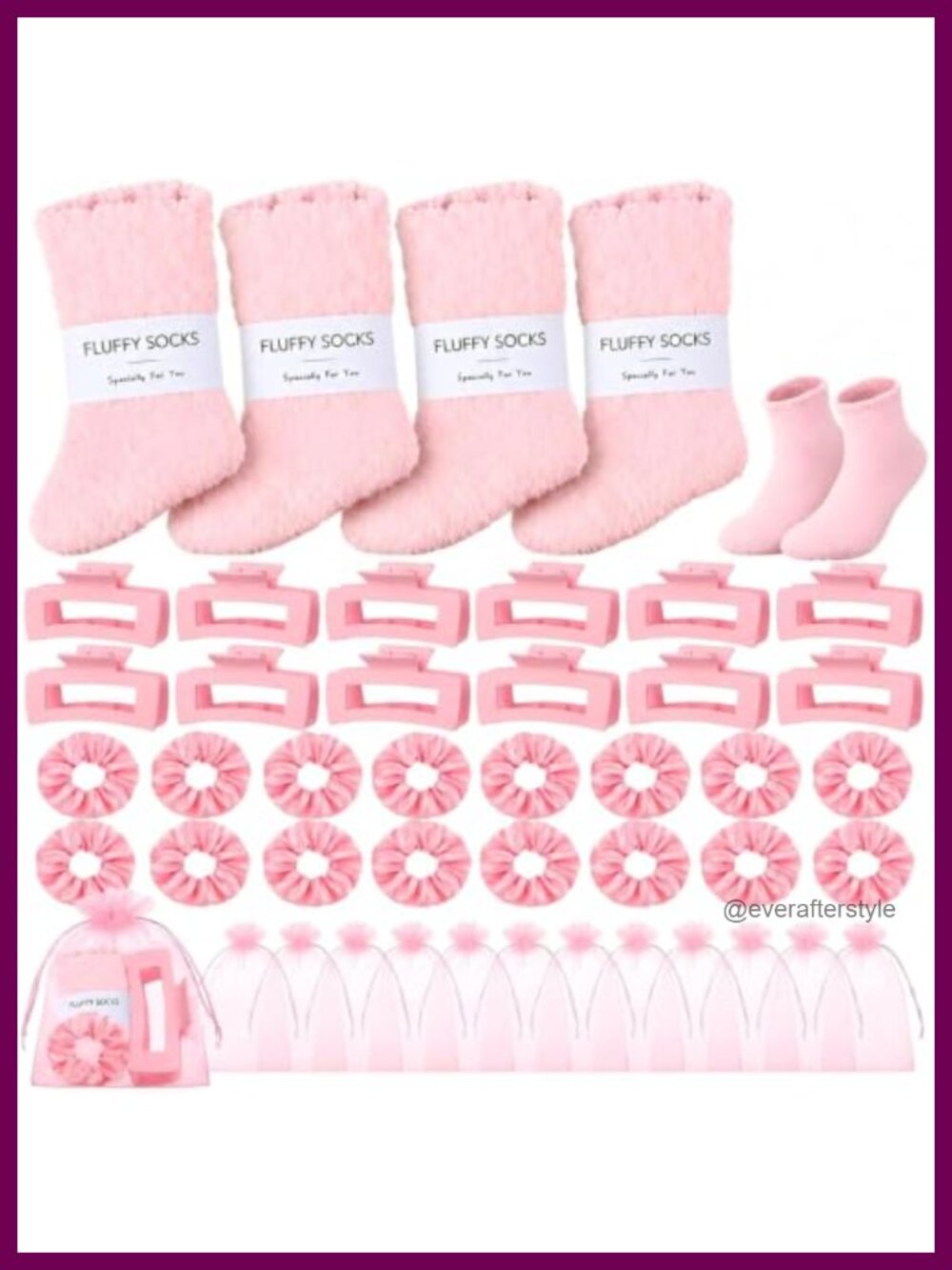 12 Set Spa Sleepover Party Favors Fuzzy Socks Hair Claw Clips Scrunchie Gift